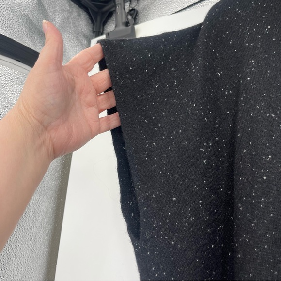 525 America Black Marled Cashmere Poncho Sweater with Fringe - Picture 3 of 12